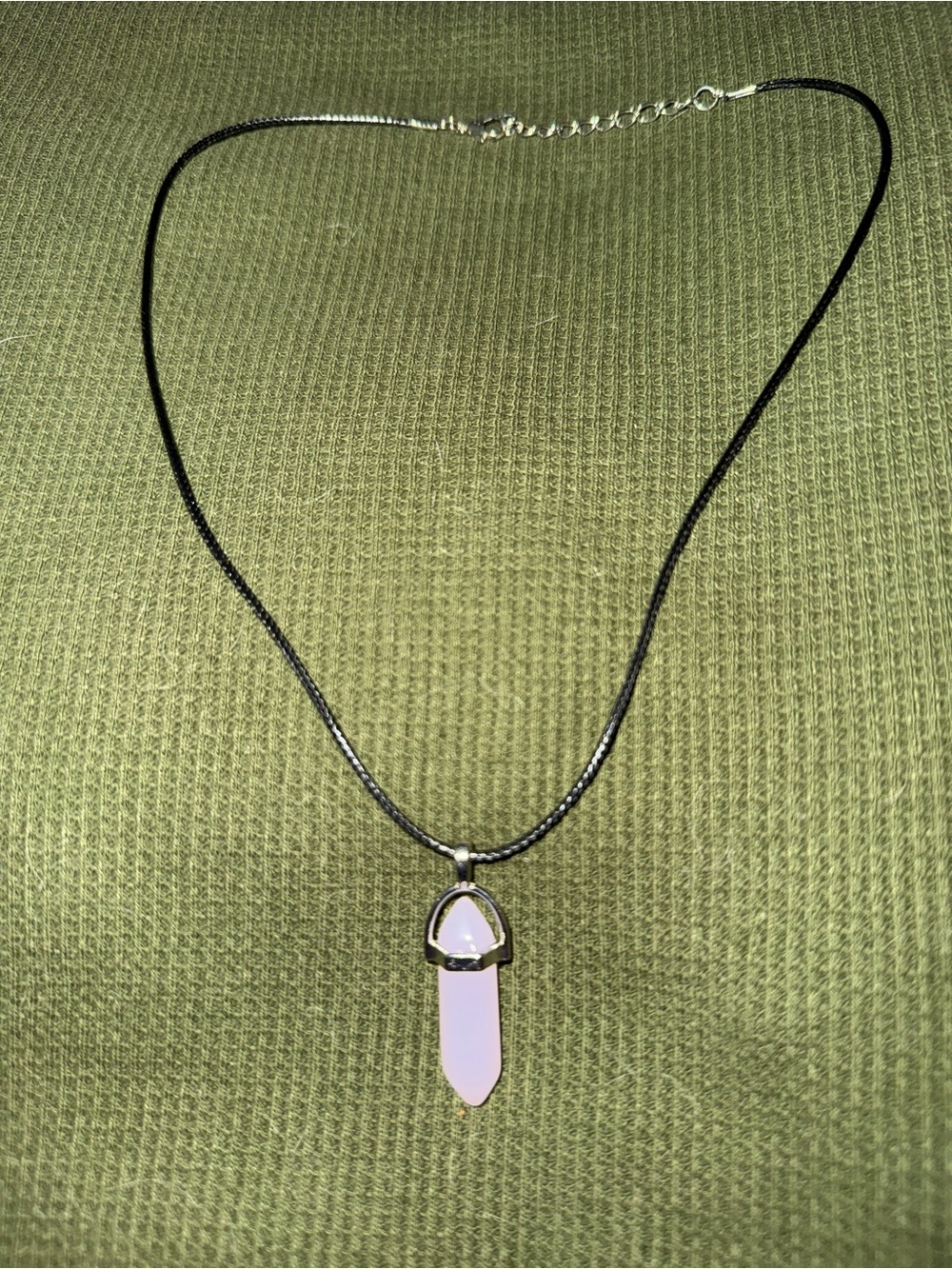 Delicate Pink Pendant Necklace with Black Cord